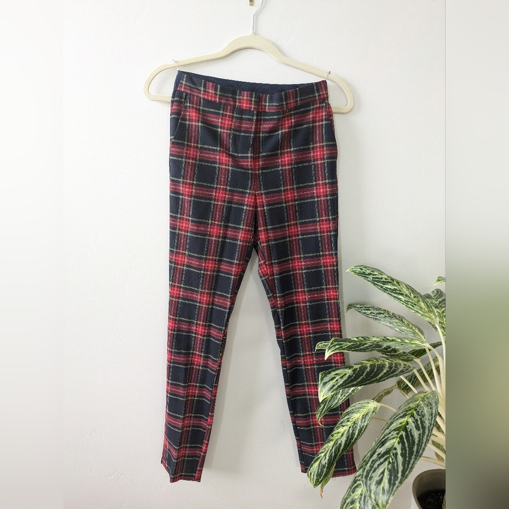 Zara Red and Blue Plaid Trousers